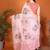 Pink pure linen printed saree with blouse