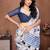 White pure linen printed saree with blouse