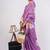 Lavender pure linen printed saree with blouse
