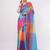 Multicolor pure linen colourblocked saree with blouse