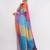 Multicolor pure linen colourblocked saree with blouse