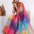 Multicolor pure linen colourblocked saree with blouse