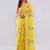 Yellow pure linen printed saree with blouse