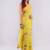 Yellow pure linen printed saree with blouse