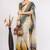 Off white pure linen printed saree with blouse