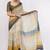 Off white pure linen printed saree with blouse