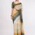Off white pure linen printed saree with blouse