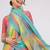 Multicolor pure linen striped saree with blouse
