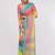 Multicolor pure linen striped saree with blouse