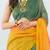 Multicolor pure linen printed saree with blouse