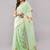 Lime pure linen printed saree with blouse