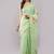 Lime pure linen printed saree with blouse