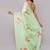 Lime pure linen printed saree with blouse