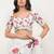 White pure linen printed saree with blouse