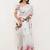 White pure linen printed saree with blouse