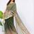 Olive pure linen printed saree with blouse