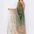 Olive pure linen printed saree with blouse