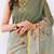 Olive pure linen printed saree with blouse