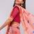 Peach pure linen printed saree with blouse
