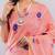 Peach pure linen printed saree with blouse