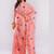Peach pure linen printed saree with blouse