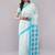 Off white pure linen printed saree with blouse