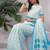 Off white pure linen printed saree with blouse