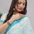 Off white pure linen printed saree with blouse