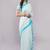 Off white pure linen printed saree with blouse