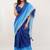 Blue pure linen colourblocked saree with blouse