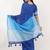 Blue pure linen colourblocked saree with blouse