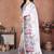 White pure linen printed saree with blouse