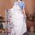 White pure linen printed saree with blouse