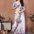 White pure linen printed saree with blouse