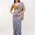 White pure linen printed saree with blouse