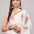 White pure linen printed saree with blouse