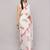 White pure linen printed saree with blouse