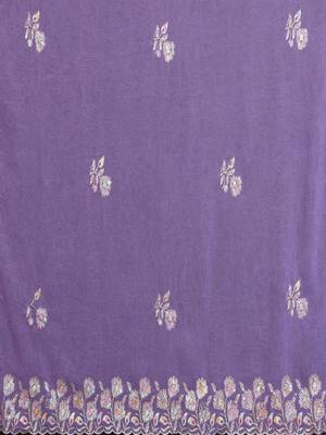 Lavender pure georgette embroidered saree with blouse 4