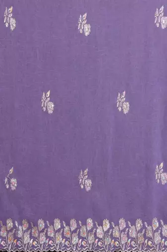 Lavender pure georgette embroidered saree with blouse