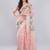 Peach silk blend woven design saree with blouse