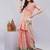 Peach silk blend woven design saree with blouse