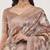 Beige silk blend printed saree with blouse