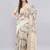 Cream silk blend printed saree with blouse