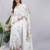 White silk blend printed saree with blouse