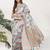 Beige silk blend printed saree with blouse