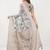 Beige silk blend printed saree with blouse