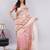 Peach silk blend woven design saree with blouse