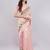 Peach silk blend woven design saree with blouse