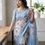 Multicolor silk blend printed saree with blouse