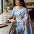 Multicolor silk blend printed saree with blouse